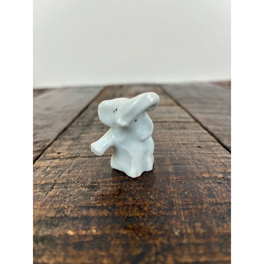 Miniature Porcelain Lucky elephant figurine trunk up Japan